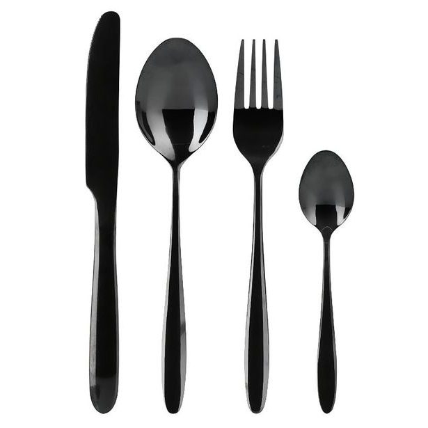 EXCELLENT HOUSEWARE Sada příborů nerez 24 ks ČERNÁ KO-CC4100950