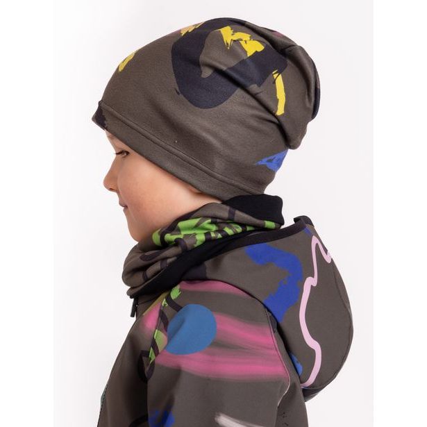 Unuo, Dětský nákrčník z fleecu Basic, Khaki, Fantazie