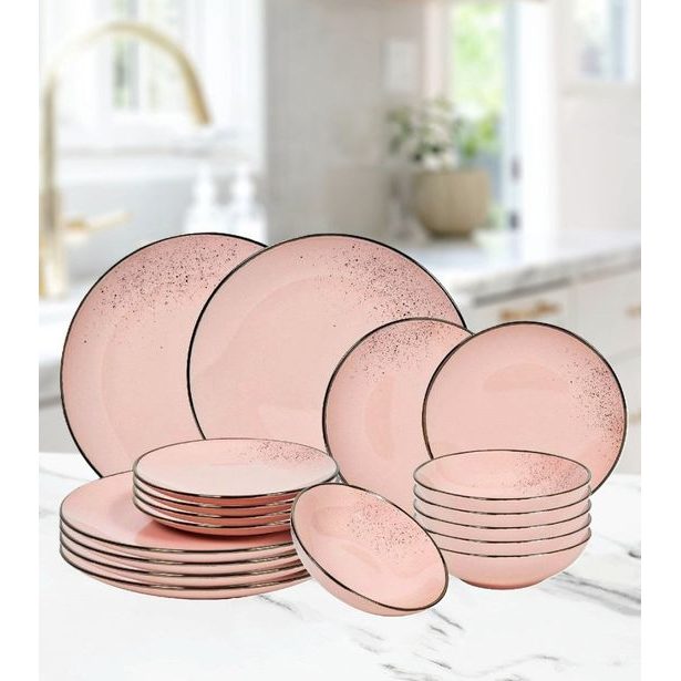 HIT Jídelní sada talířů 18 ks Lucca růžová HT-24327468