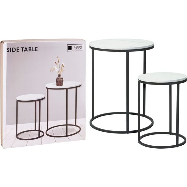 H & S COLLECTION Stolek odkládací kov/MDF bílá/černá KO-MB9000060