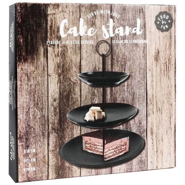 HIT Etažér třípatrový porcelánový 26x34 cm černá HT-24302291