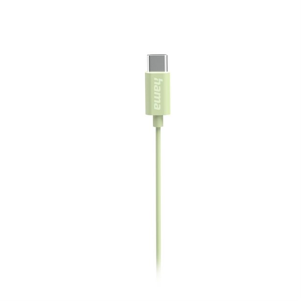 Hama USB-C sluchátka s mikrofonem Curly, špunty, zelená