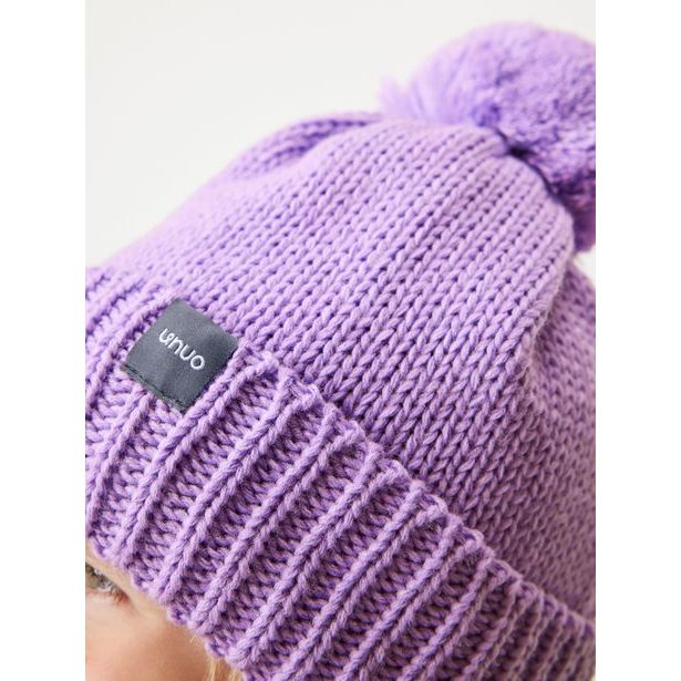 Unuo Dětská čepice pletená Bobble, Lila