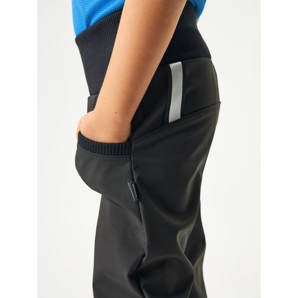 Unuo, Softshellové kalhoty s fleecem Street, Černá (Unuo Softshell kids trousers, black)