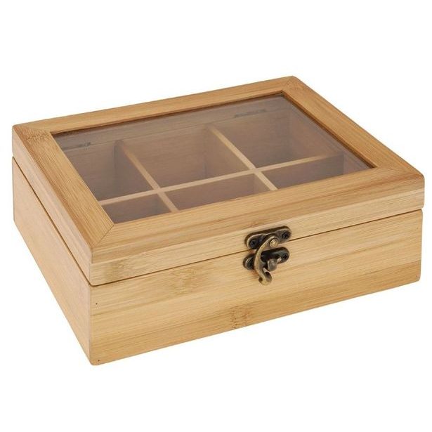 EXCELLENT HOUSEWARE Krabička na čaj dřevěná 6 přihrádek KO-784610200