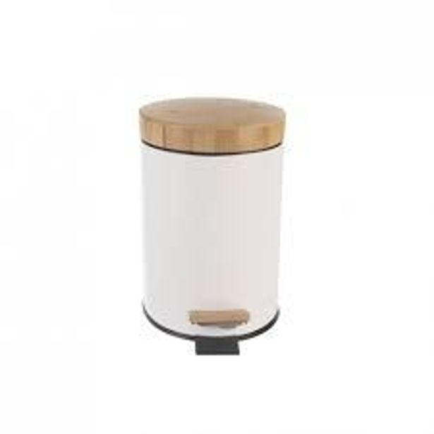 koš odp. 3,0l pedál WHITELINE, d17x25cm, kov/bamb.víko