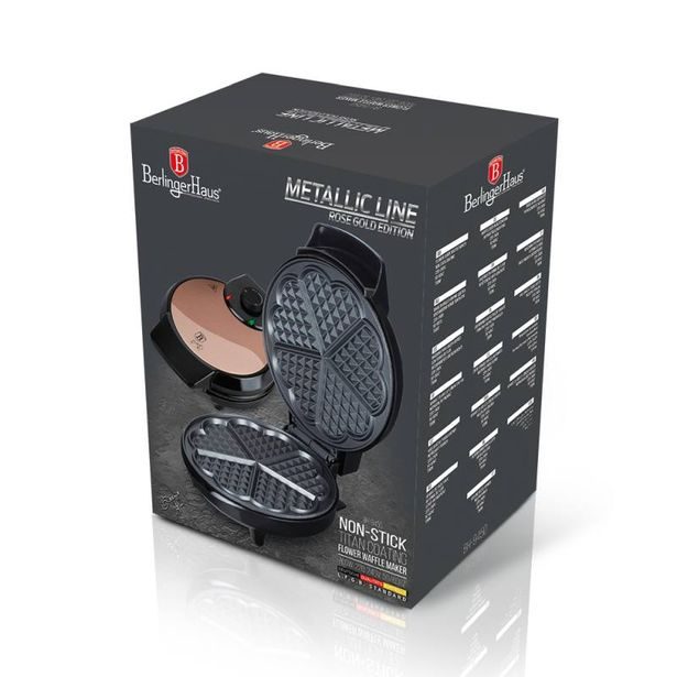 BERLINGERHAUS Vaflovač na 5 vaflí ve tvaru květu Rosegold Metallic Line BH-9450