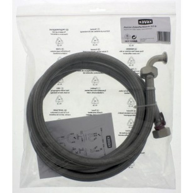 Xavax přívodní hadice, zesílená, nerezová, pro pračky, myčky, 2 m