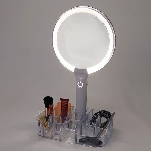 EXCELLENT HOUSEWARE Kosmetické zrcátko s LED osvětlením a organizérem 18 x 34,5 cm KO-170488360