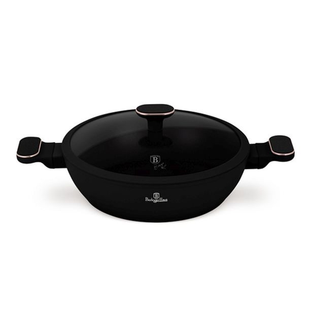 BERLINGERHAUS Pánev hluboká s titanovým povrchem a poklicí 28 cm Black Rose Collection LP-BH-250