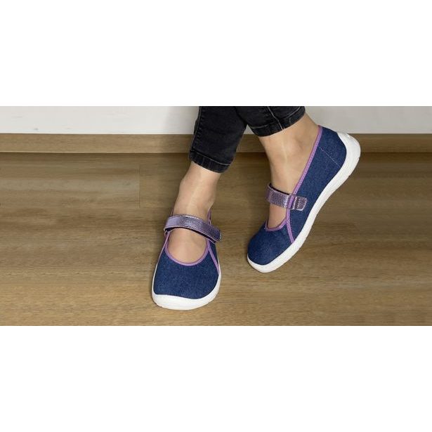 FARE BARE dívčí balerínky, papuče na suchý zip - modré