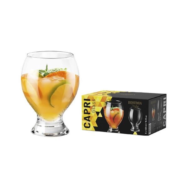 sklen. 460ml, 6ks, BOHEMIA PR. CAPRI, malá stopka