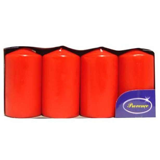 Provence Svíčka válec červená 4 ks, 5 x 9 cm_hamashop