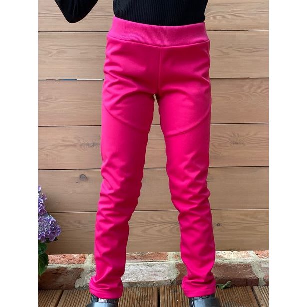 Softshellové nepromokavé legíny pružné podšité fleecem růžové