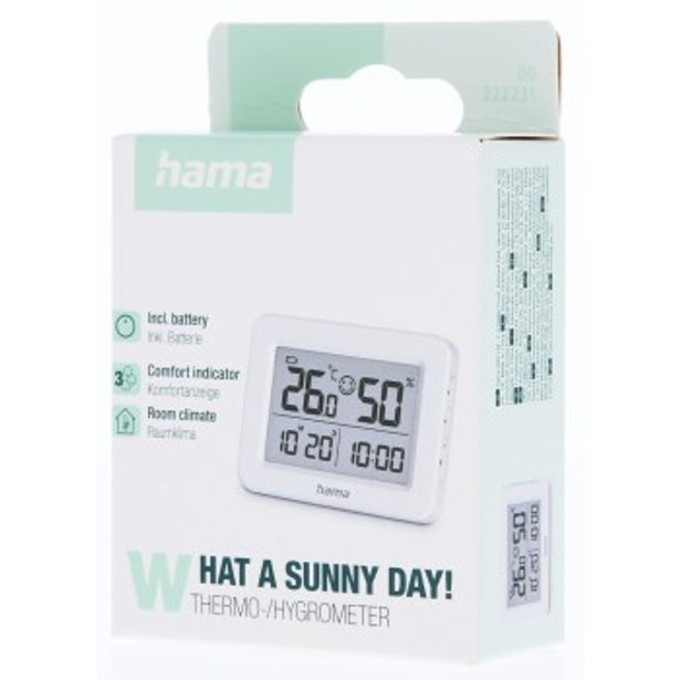 Hama Lefkada, teploměr/vlhkoměr, digitální, bílý