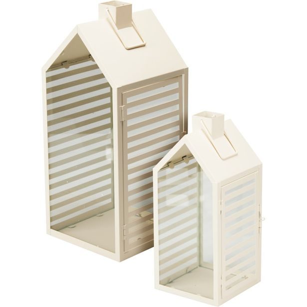 PROGARDEN Lucerna kovová sada 2 ks 18 / 14 cm bílá KO-NB1251550