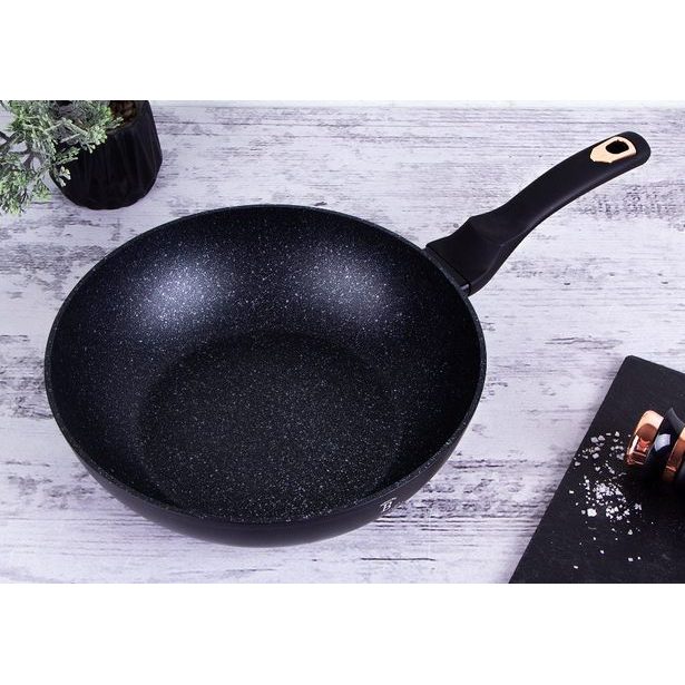 BERLINGERHAUS Pánev WOK s mramorovým povrchem 28 cm Black Rose Collection BH-1638