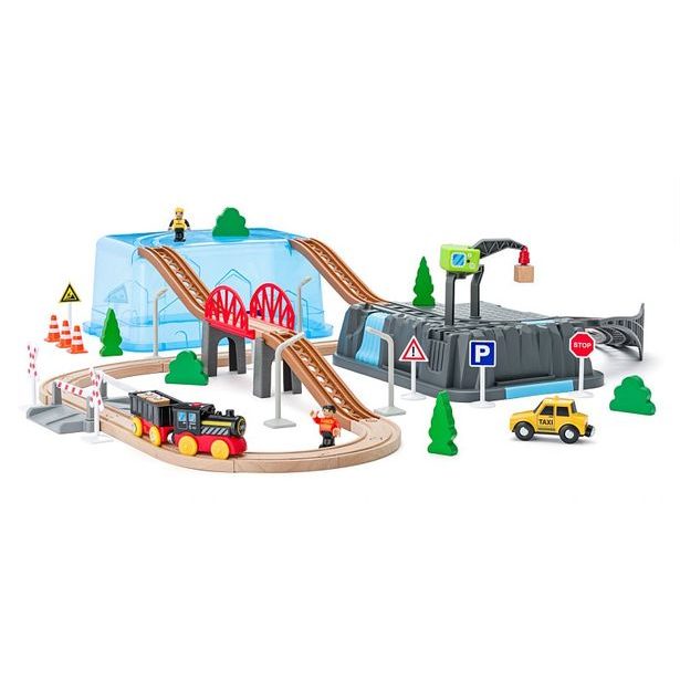 WOODY Vláčkodráha v boxu – Důlní souprava, 54ks