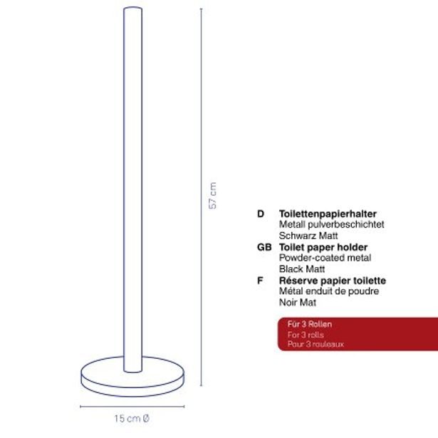 KELA Držák toaletního papíru Carta kovový černý 57,0cm 15,0cm KL-22826