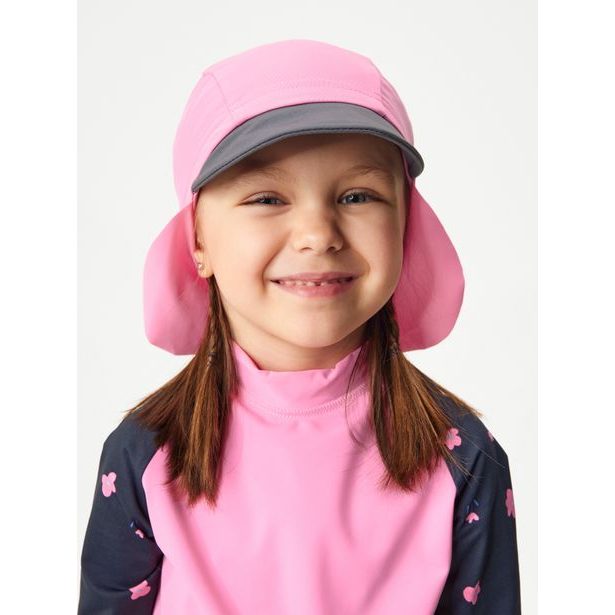 Unuo, Dětská kšiltovka s plachetkou a UV ochranou 50+, Růžová