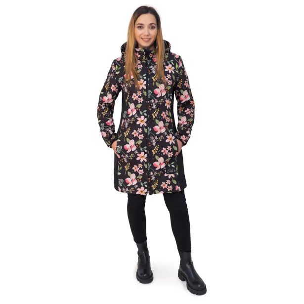 ESITO Dámský jarní softshellový kabát Spring flowers - černá