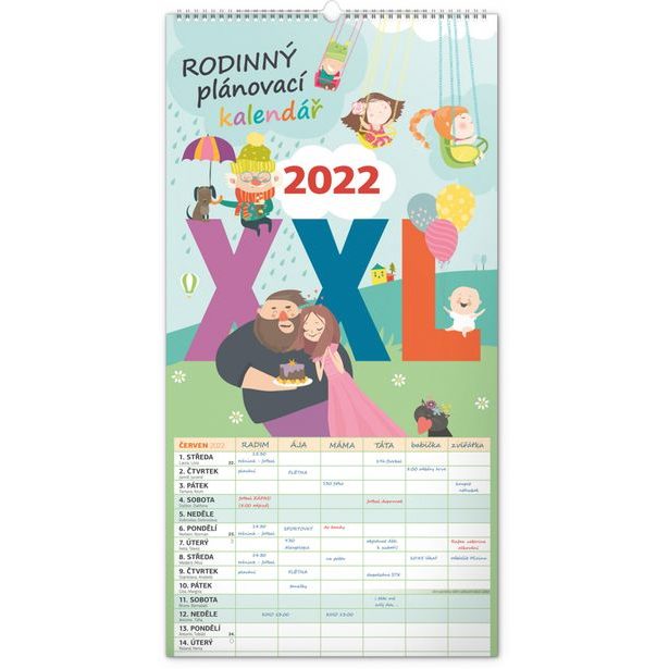 Nástěnný kalendář Rodinný plánovací XXL 2022, 33 × 64 cm Baagl