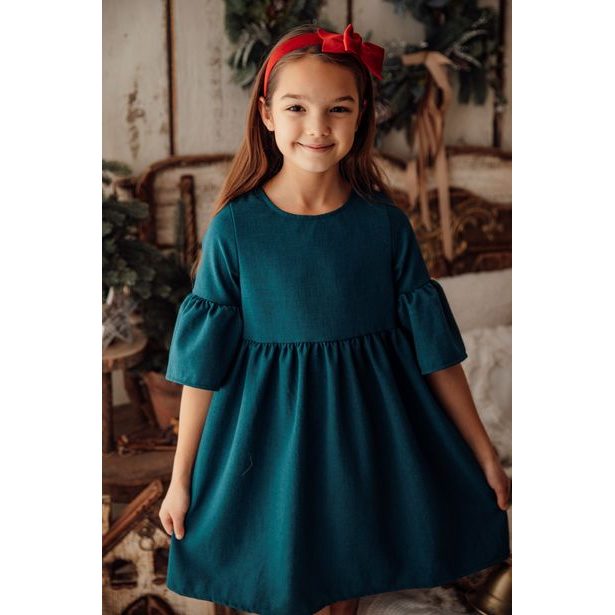 Dívčí slavnostní boho šaty petrolej