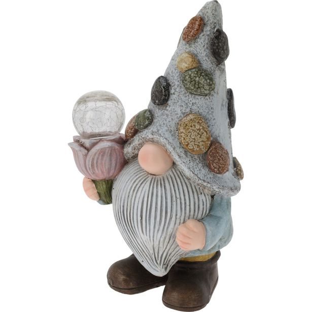 PROGARDEN Zahradní dekorace trpaslík a solární lampa 33,5 cm tulipán KO-795420360tuli
