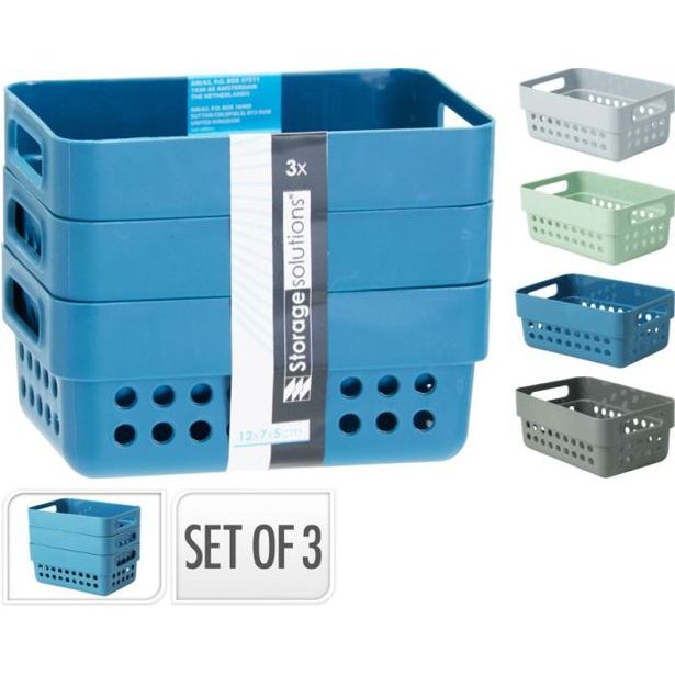 košík 3ks, 350ml, mix barev, plast