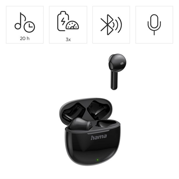 Hama Bluetooth sluchátka Action One, pecky, černá