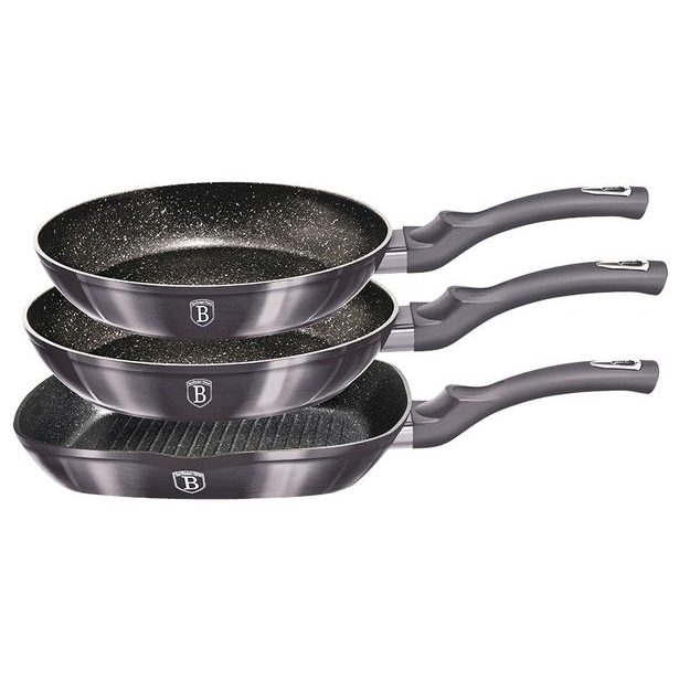 BERLINGERHAUS Sada pánví s mramorovým povrchem 3 ks Carbon PRO Line BH-6904