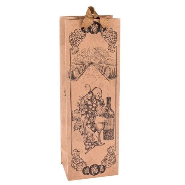 taška na láhev, VÍNO se sklenicí, papír
