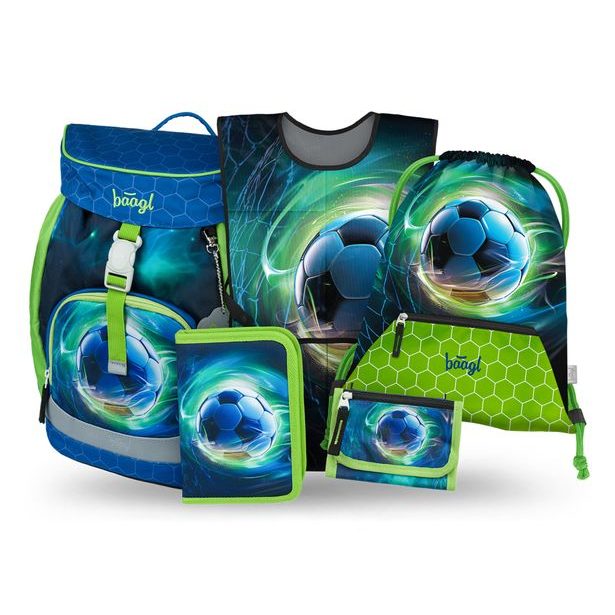 BAAGL SET 5 Airy Fotbal Míč: batoh, penál, sáček, zástěra, peněženka