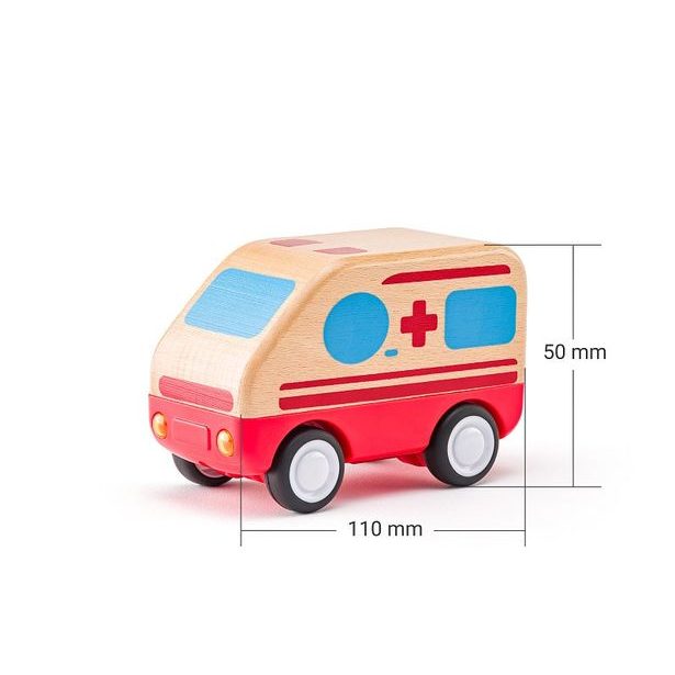 WOODY Auto sanitka se zvuky a světlem, setrvačník