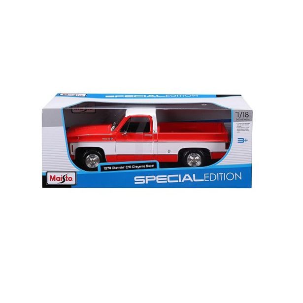 Maisto Maisto - 1974 Chevrolet C10 Cheyenne Super, červeno-bílá, 1:18