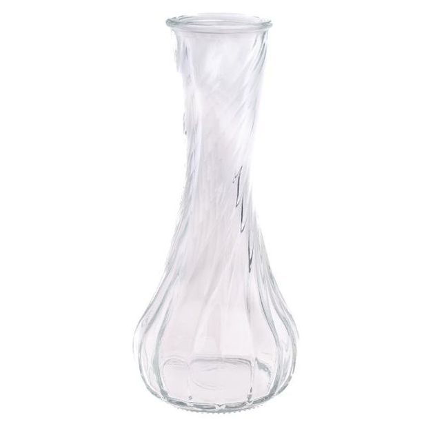 váza d 6x15,2cm, čirá, lisované sklo*duben 2025