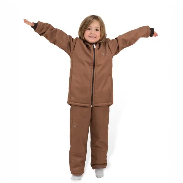 ESITO Dětská zimní softshellová bunda s beránkem Brown - hnědá / 92