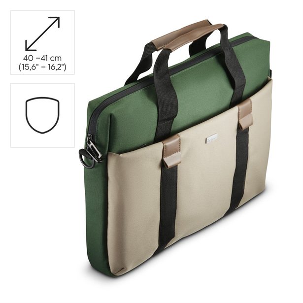 Hama Silvan, brašna na notebook, pro 40-41 cm (15,6-16,2"), recyklovaný polyester, béžová/zelená