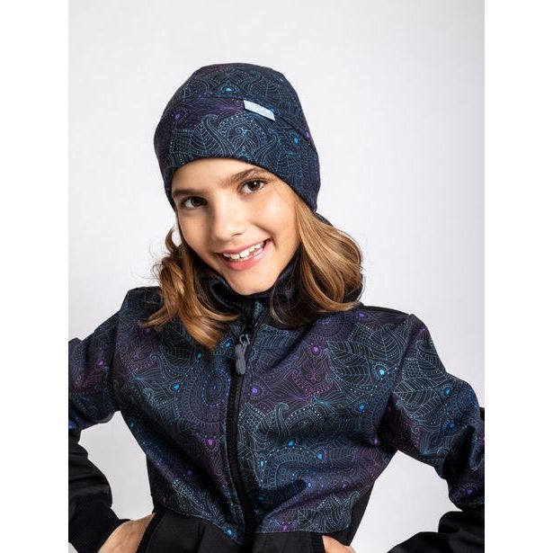 Unuo, Dětská čepice fleecová nespadená, Temná mandala
