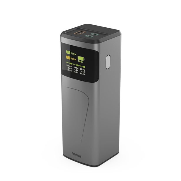 Hama High Power 150 W, powerbanka, 24000 mAh, 2x USB-C, 1x USB-A, PD, QC, displej