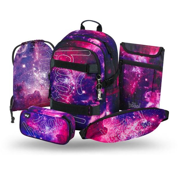 BAAGL SET 5 Skate Galaxy: batoh, penál, sáček, ledvinka, obal na notebook
