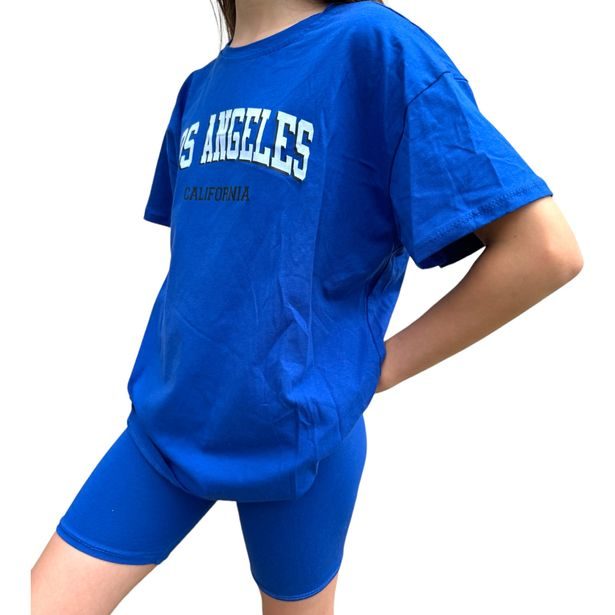 Komplet oversize triko LOS ANGELES + kraťasy modré