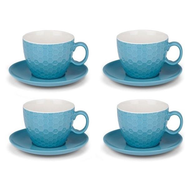 EDCO Šálky a podšálky na cappuccino ALPINA sada 8ks světlemodrá ED-224852svmo