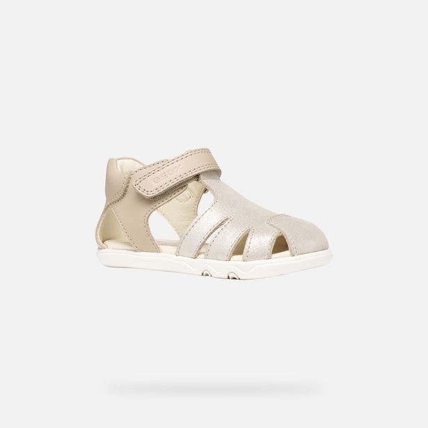 Béžové dívčí barefoot sandály Geox Sandal Steppieup
