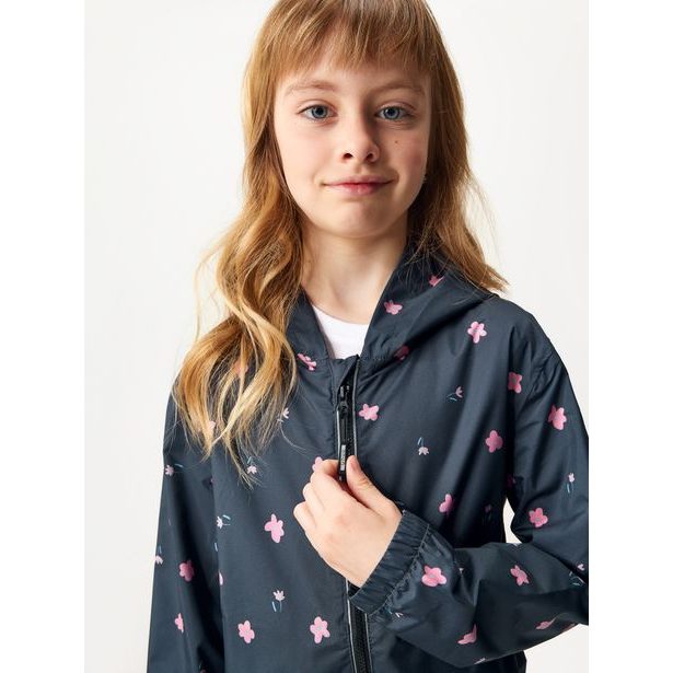 Unuo, Dětská bunda do deště, Černá, Květiny