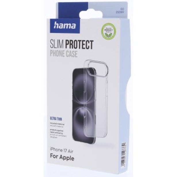 Hama Slim Protect, kryt pro Apple iPhone Air, ultra tenký, 20 % recyklovaných materiálů, průhledný