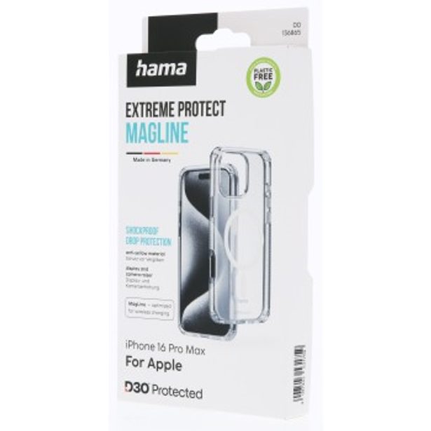 Hama Extreme Protect, kryt pro Apple iPhone 16 Pro Max, magnetický, D3O®, nežloutne, průhledný