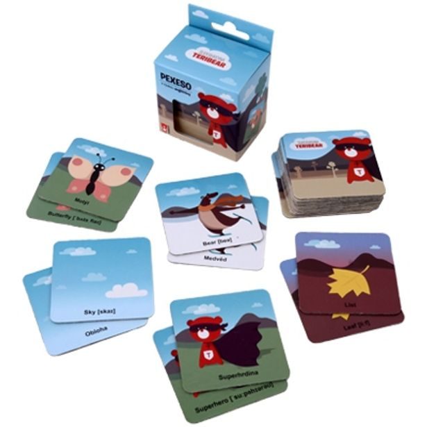 Teribear - pexeso s výukou angličtiny, 36 kartiček v krabičce