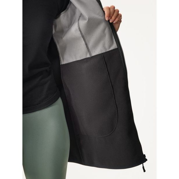 Unuo, Dámský softshellový kabát s fleecem, Černá, Listy a větvičky