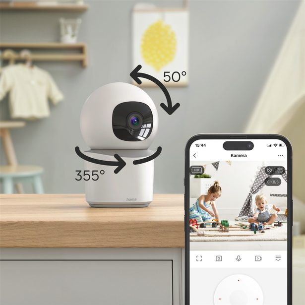 Hama Smart domácí WiFi kamera, otáčení/naklápění, noční vidění, Full HD